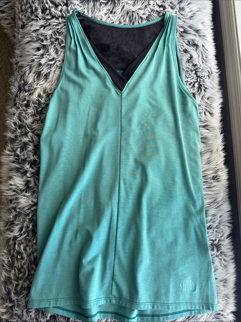 The North Face Teal V-Neck Tank with Black Inner Layer